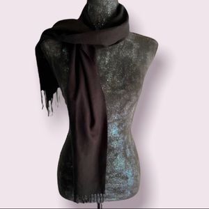 Black Scarf with Fringe Details